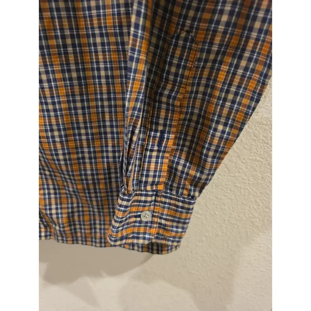 VTG 80s Cuomo Limited Edition Westernwear Blue Orange Plaid Shoulder Lapels Sz M